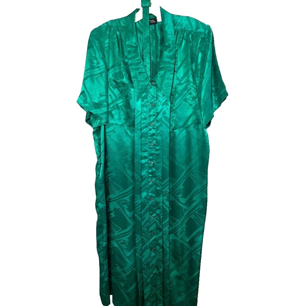 Vintage Emerald Green 1980s Dress 20W Retro Mod